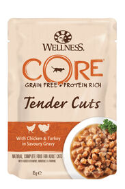 Wellness CORE - Repas Tenders Cuts au Poulet et Dinde pour Chat - 85g