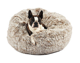 Bobby - Coussin Donut Fourrure Gris pour Chien et Chat - S