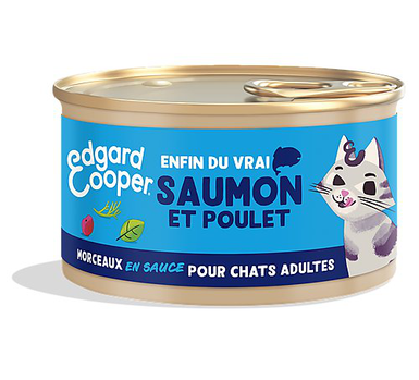 Edgard & Cooper - Pâtée Morceaux en Sauce au Saumon et Poulet pour Chat - 85g