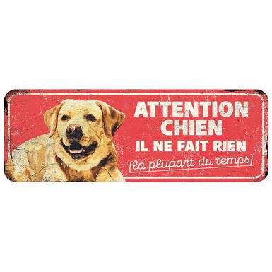 D&D - Panneau d'avertissement labrador - 40 x 13 x 03 cm rouge
