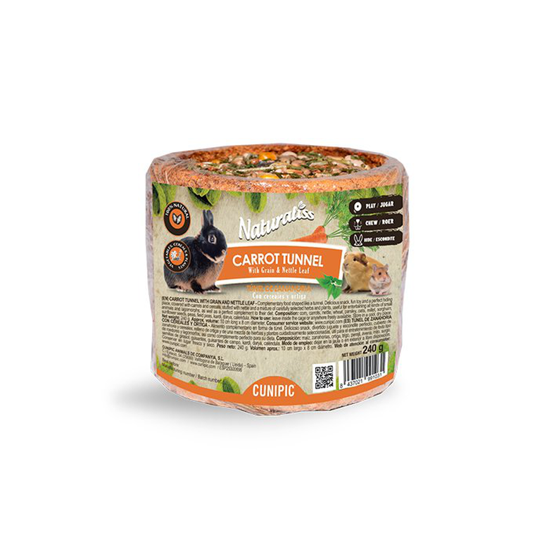 Cunipic - Tunnel de Carotte Naturaliss Grain et Feuille d'Ortie - 240g Image numéro 1 Cunipic - Tunnel de Carotte Naturaliss Grain et Feuille d'Ortie - 240g Image numéro 1
