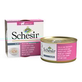 Schesir - Boîte Pâtée au Filets de Poulet avec Jambon en Gelée pour Chat - 85g