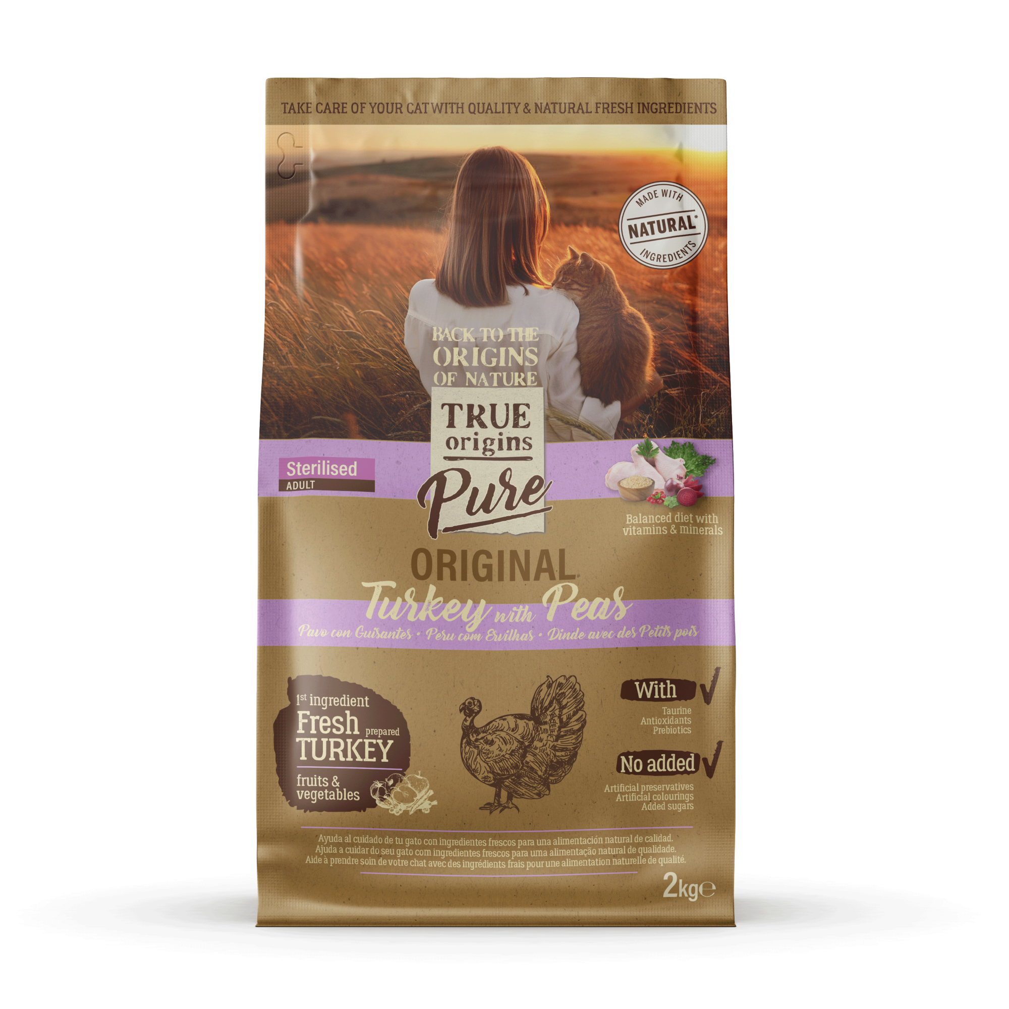 True Origins Pure - Croquettes Dinde et Pois pour Chat Adulte St&eacute;rilis&eacute; - 2kg Image num&eacute;ro 1