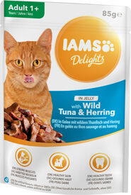 Iams -  Sachet Humide Delights Thon et Hareng en gelée pour Chats - 85g