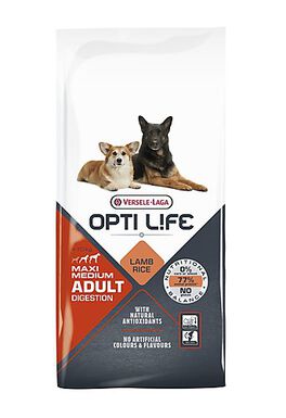 Opti Life - Croquettes Adult Digestion Medium/Maxi à l'Agneau pour Chiens - 12,5Kg