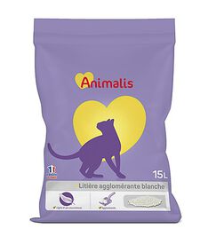 Animalis - Litière Agglomérante Blanche pour Chat - 15L