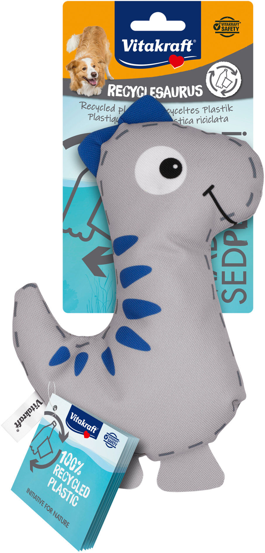 Vitakraft - Jouet - Amigo-Saurus Dino gris textile - 23cm Image num&eacute;ro 1