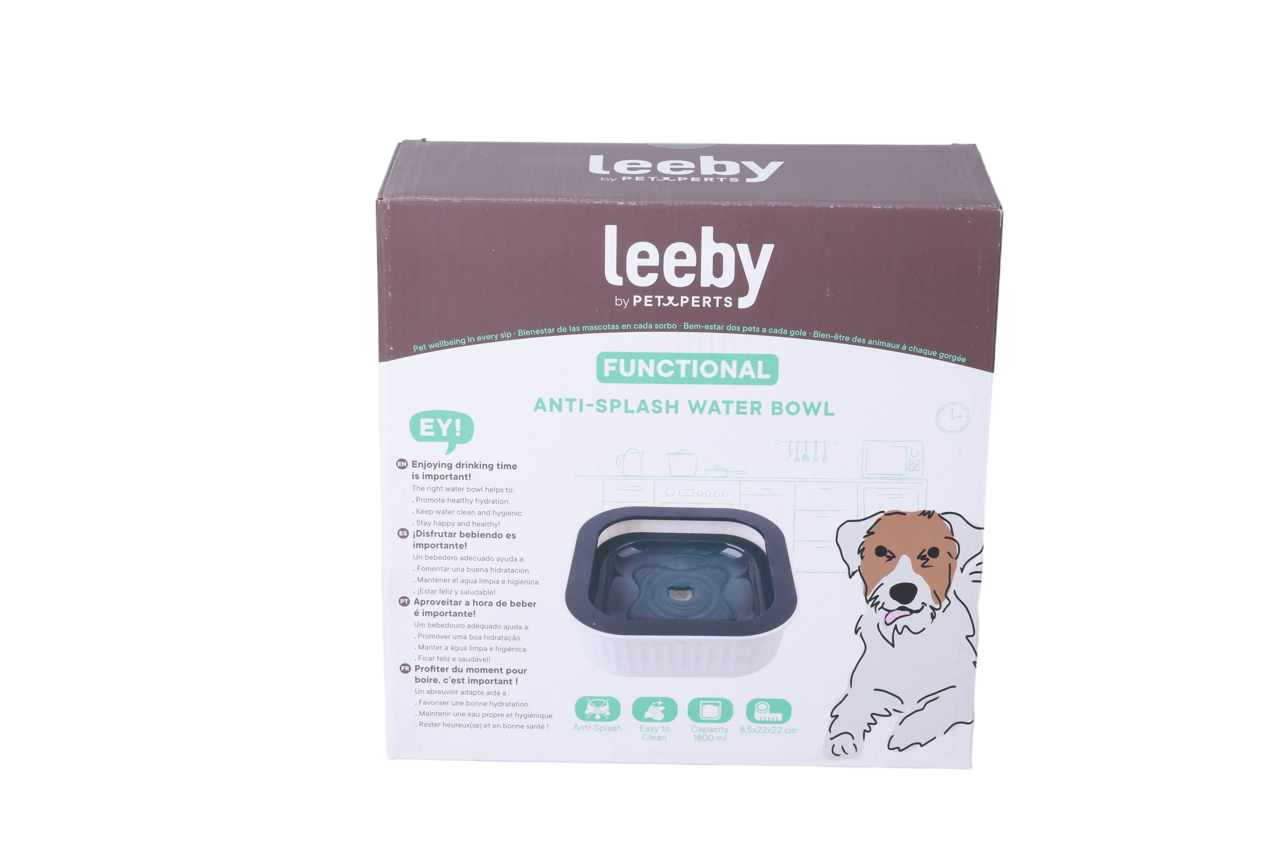 Leeby - Gamelle &agrave; Eau Anti-Eclaboussures pour Chiens - 1,8L Image num&eacute;ro 4