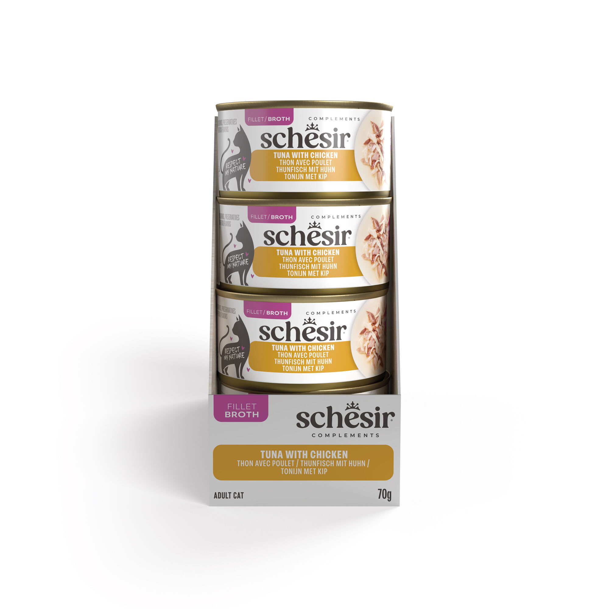 Schesir - P&acirc;t&eacute;e en Gel&eacute;e Thon et Poulet en Bouillon Pour Chats - 70g Image num&eacute;ro 4