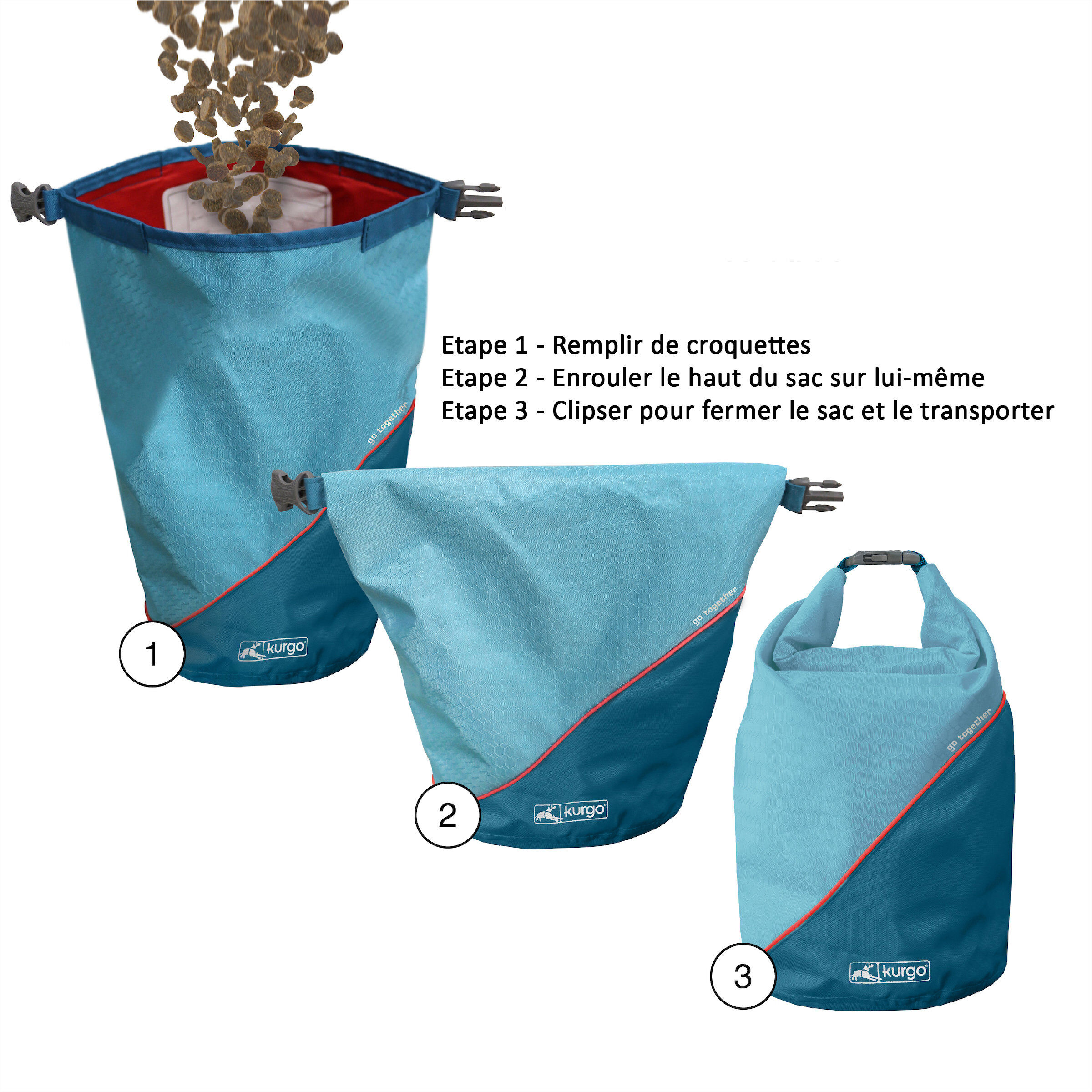 Kurgo - Sac de Transport Croquettes "Kibble" pour Chiens - Bleu Image num&eacute;ro 4