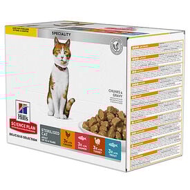 Hill's Science Plan - Sterilised Cat Multipack 12 Sachets Repas Pour Chat Stérilisé 4 Saveurs -12x85g