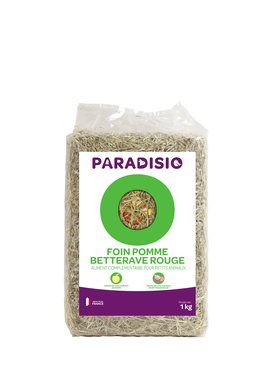 Paradisio - Foin Pomme Betterave Rouge pour Rongeurs - 1Kg