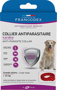 Francodex - Collier Antiparasitaire Icardine pour Grands Chiens - Rouge