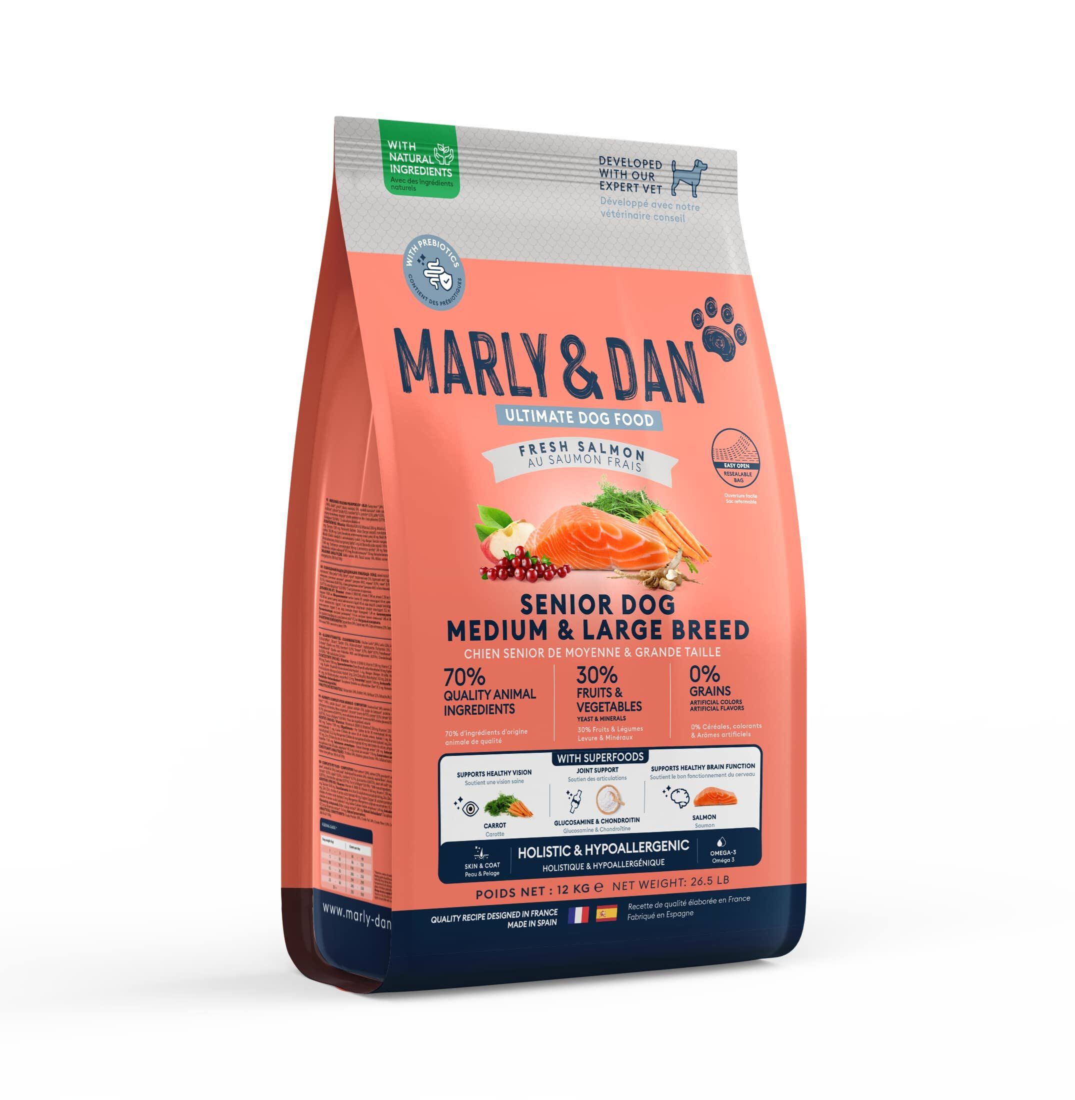 Marly & Dan - Croquettes Senior Medium & Large Breed au Saumon pour Chiens - 12Kg Image num&eacute;ro 1
