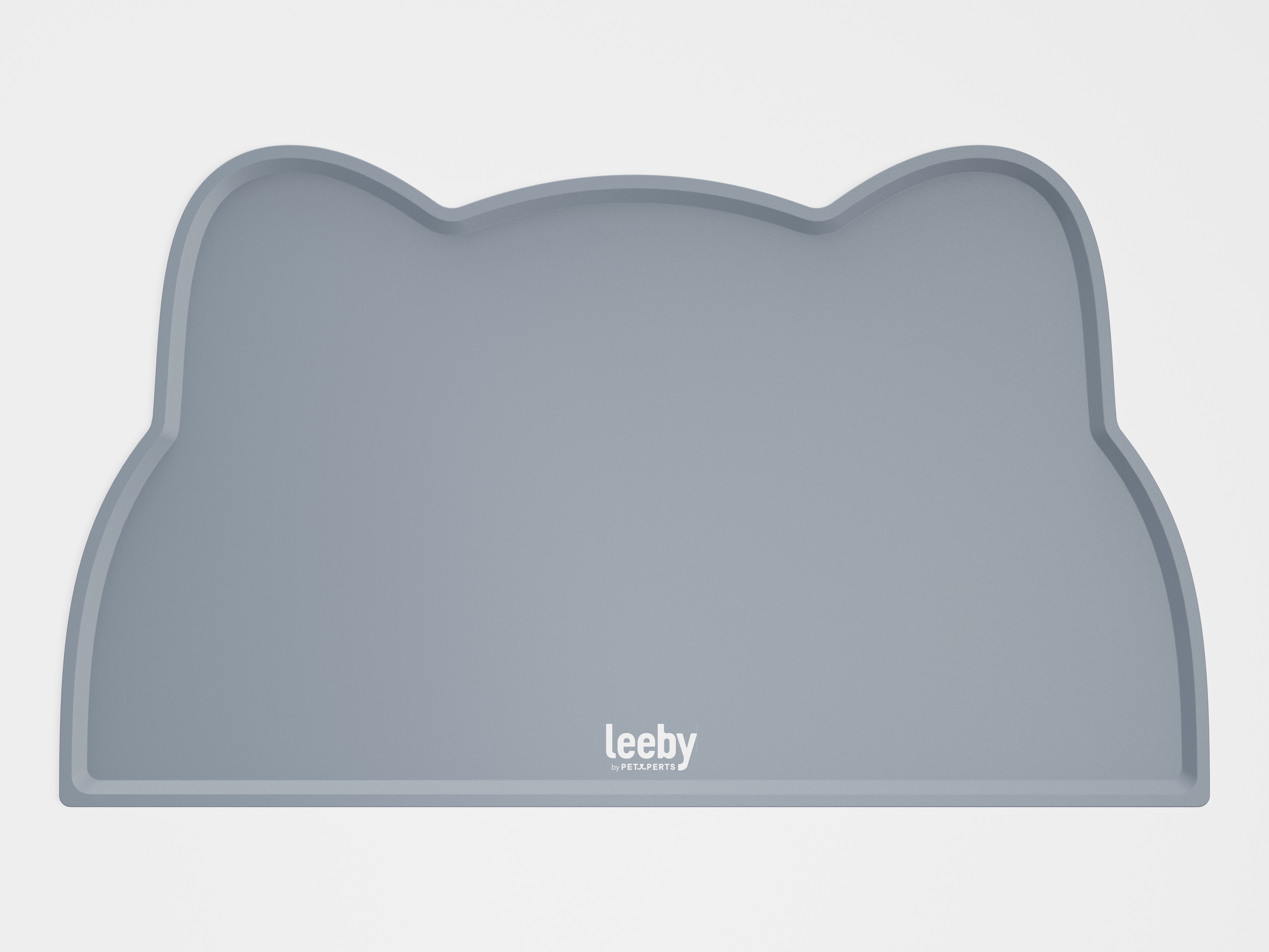 Leeby - Tapis pour Gamelles Forme Chat en Silicone Gris - 44 &times; 25,5cm Image num&eacute;ro 1