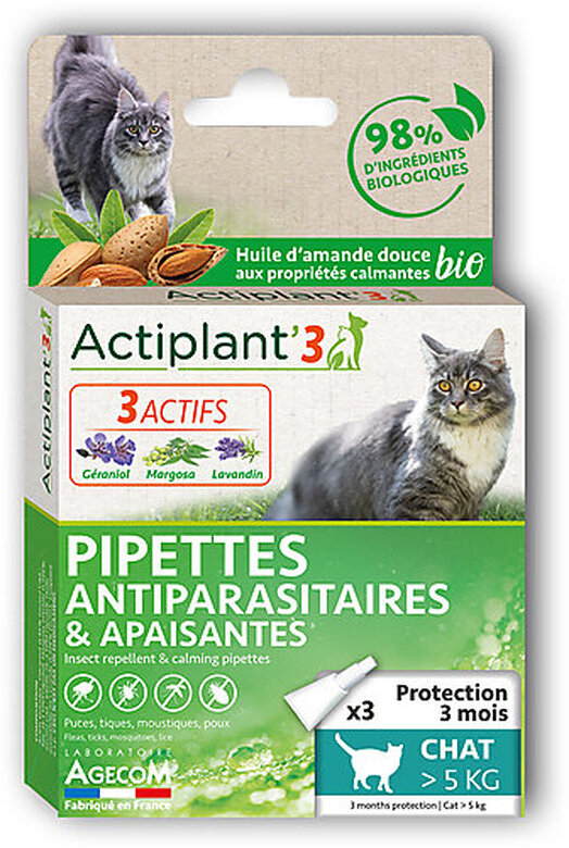 ActiPlant'3 - Pipettes Antiparasitaires et Apaisantes Bio pour Chat - x3 image number null
