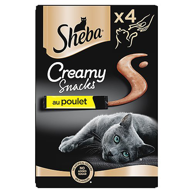 SHEBA - Friandises Creamy Snacks  au Poulet pour chat adulte - 4x12g
