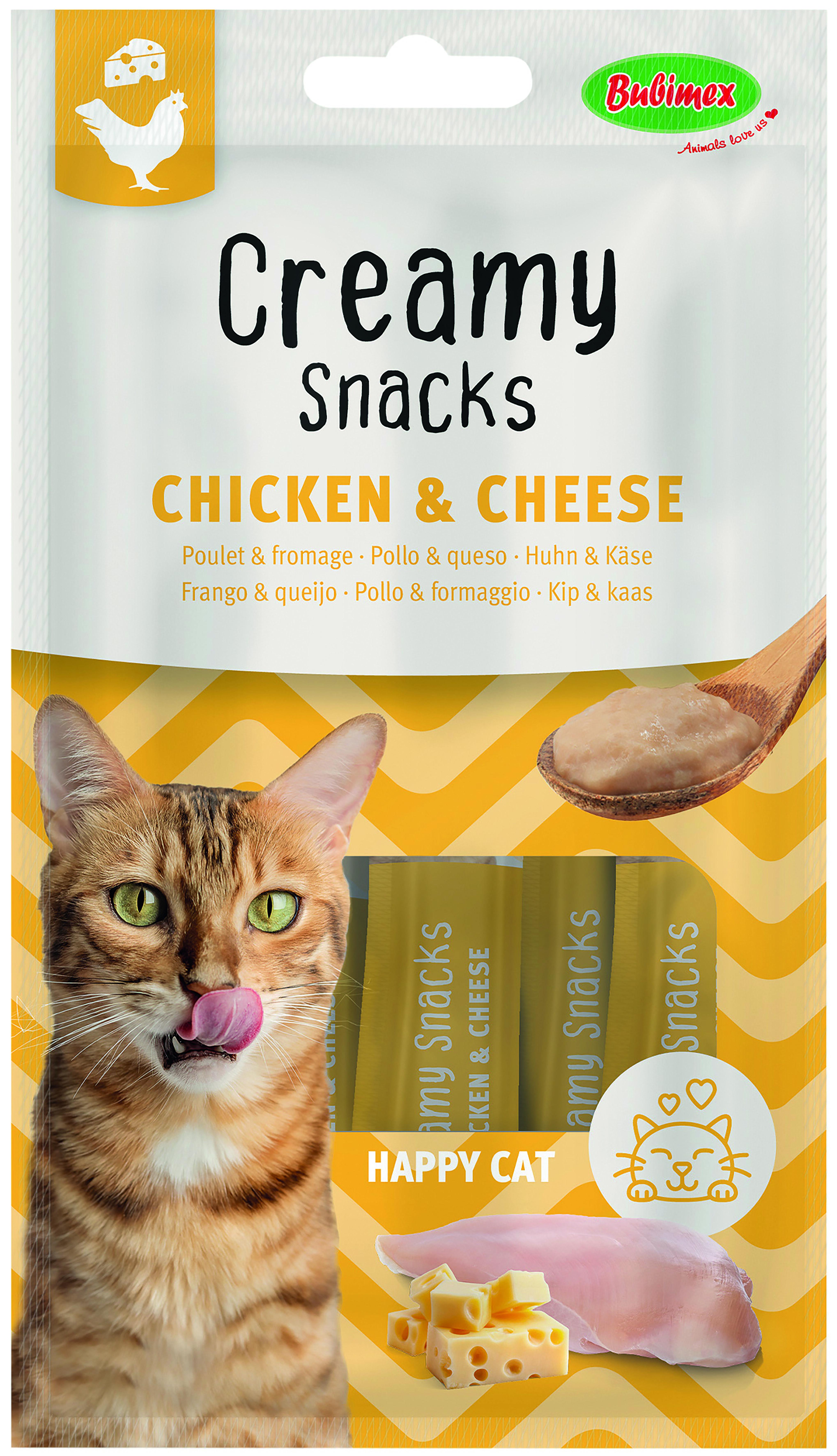 Bubimex - Cr&egrave;me &agrave; L&eacute;cher x4 Poulet / Fromage pour Chats - 60g Image num&eacute;ro 1