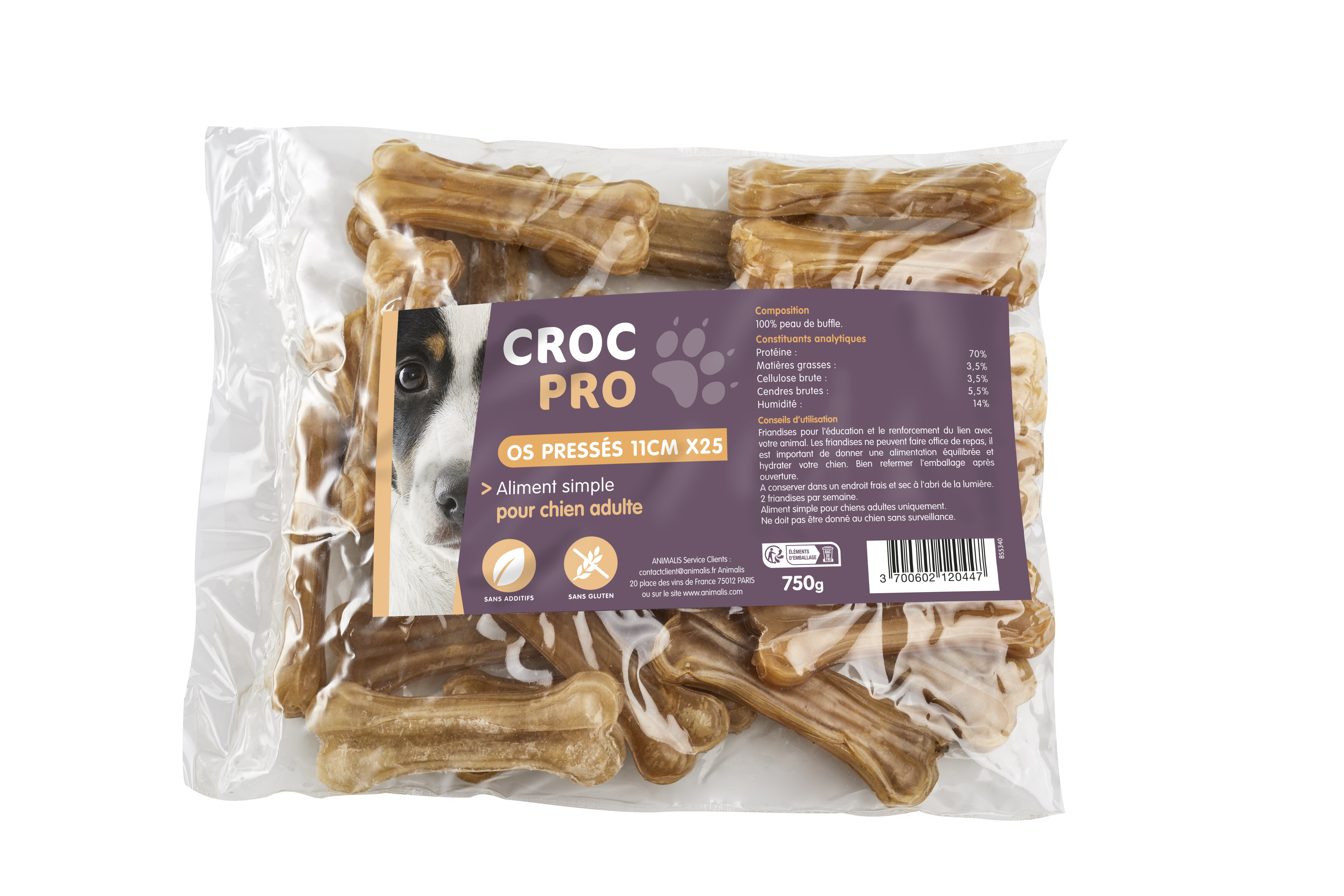 Croc Pro - Os Press&eacute;s &agrave; M&acirc;cher 11cm pour Chiens  - x25 Image num&eacute;ro 1