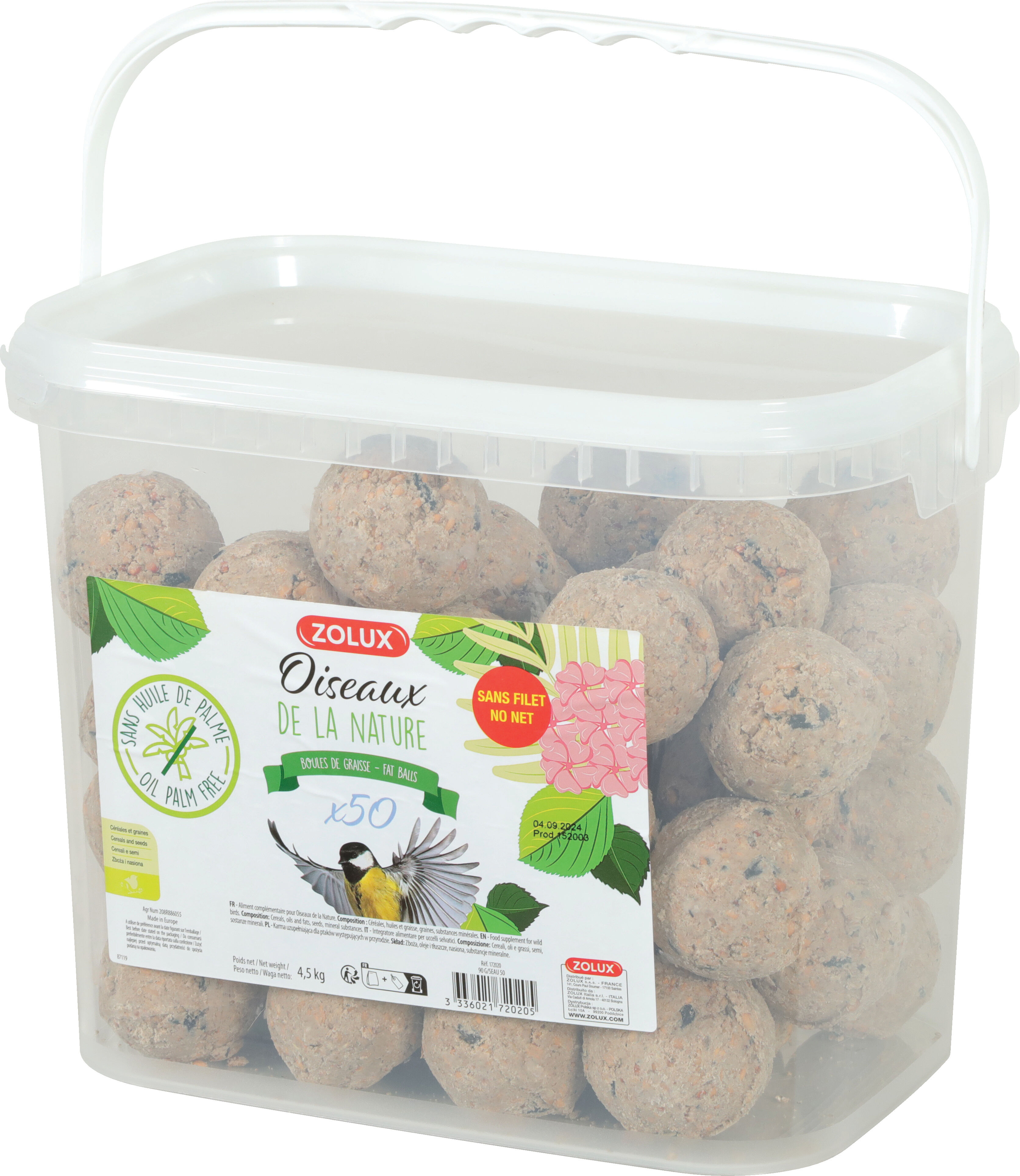 Zolux - Seau Boules de Graisse pour Oiseaux des Jardins - x50/90g Image num&eacute;ro 1