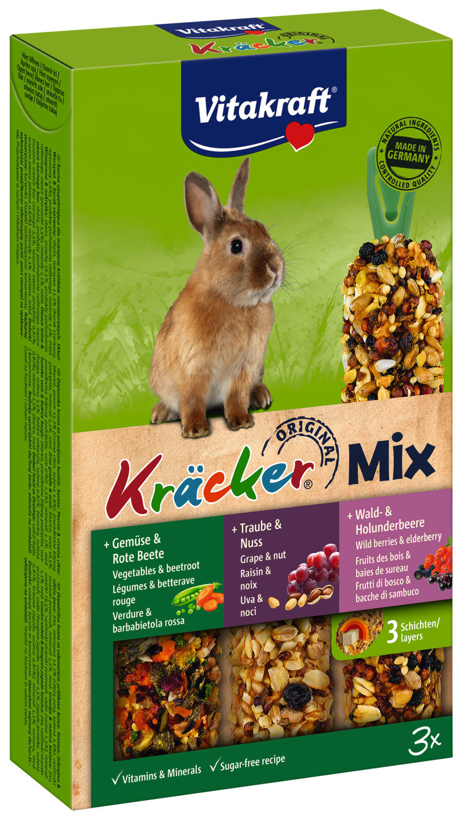 Vitakraft - Friandises Kr&auml;cker Trio-mix aux L&eacute;gumes pour Lapins - x3 Image num&eacute;ro 1