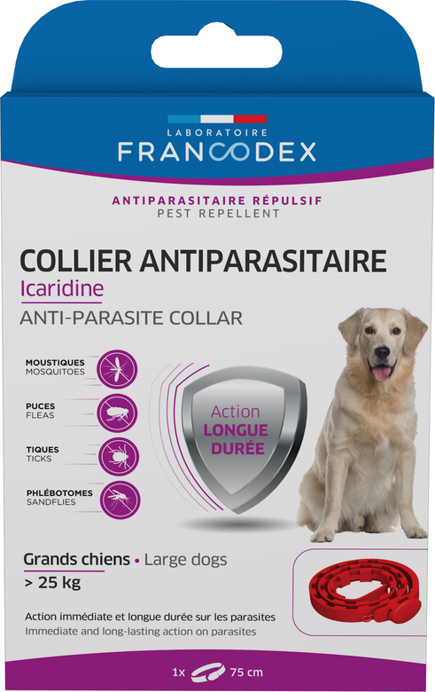 Francodex - Collier Antiparasitaire Icardine pour Grands Chiens - Rouge Image numéro 1 Francodex - Collier Antiparasitaire Icardine pour Grands Chiens - Rouge Image numéro 1