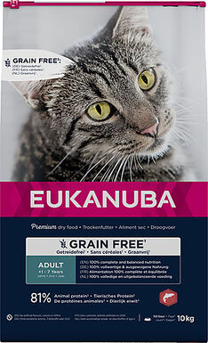 Eukanuba - Croquettes Adulte Sans Céréales au Saumon pour Chats - 10kg