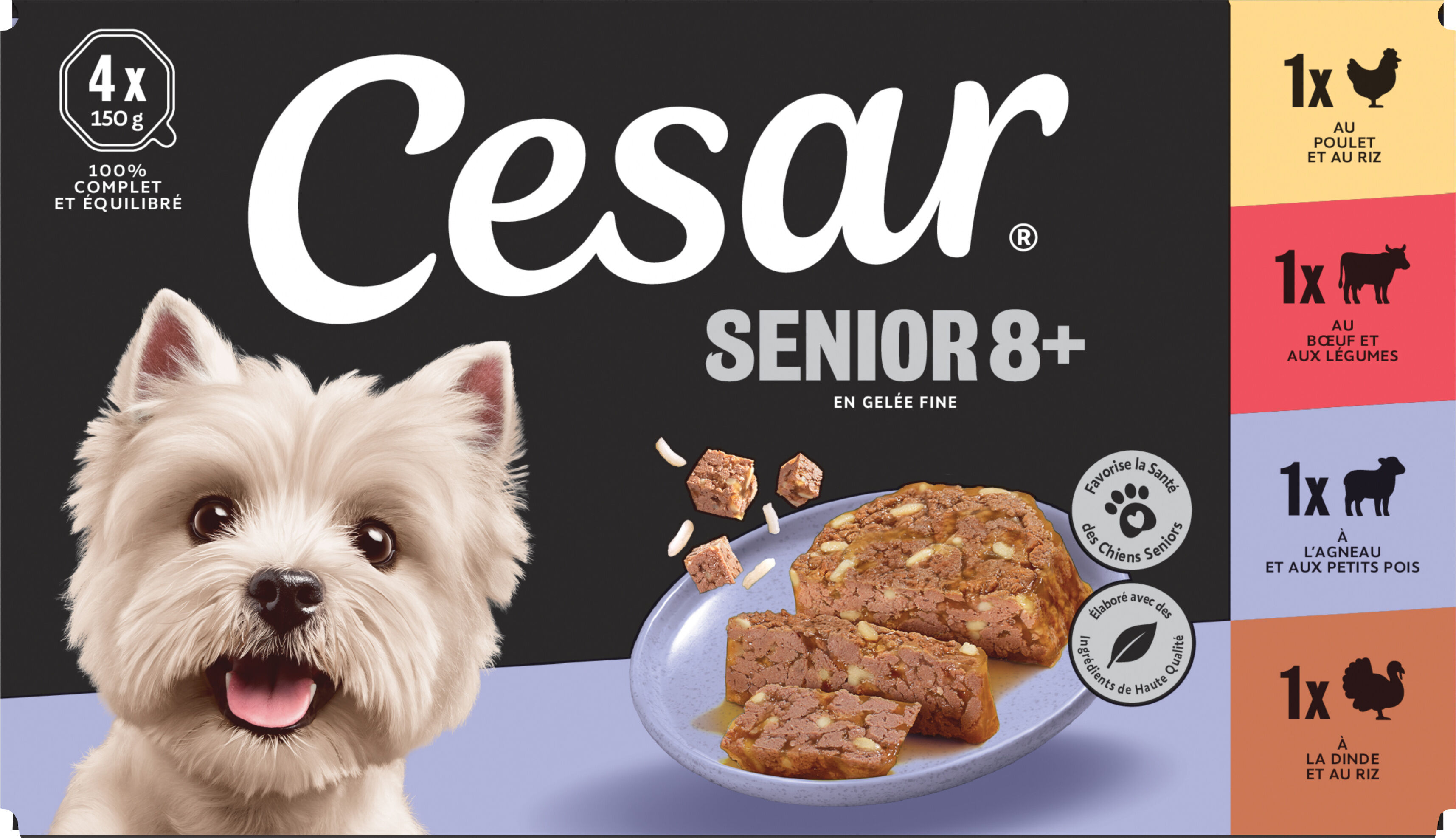 Cesar - Terrines Senior 10+ pour Chien Senior - 4x150g Image num&eacute;ro 1
