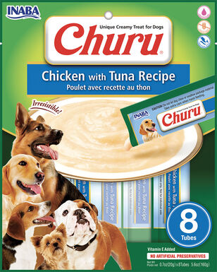 Inaba - Friandises Churu Poulet avec Recette au Thon pour chiens - 8x20g