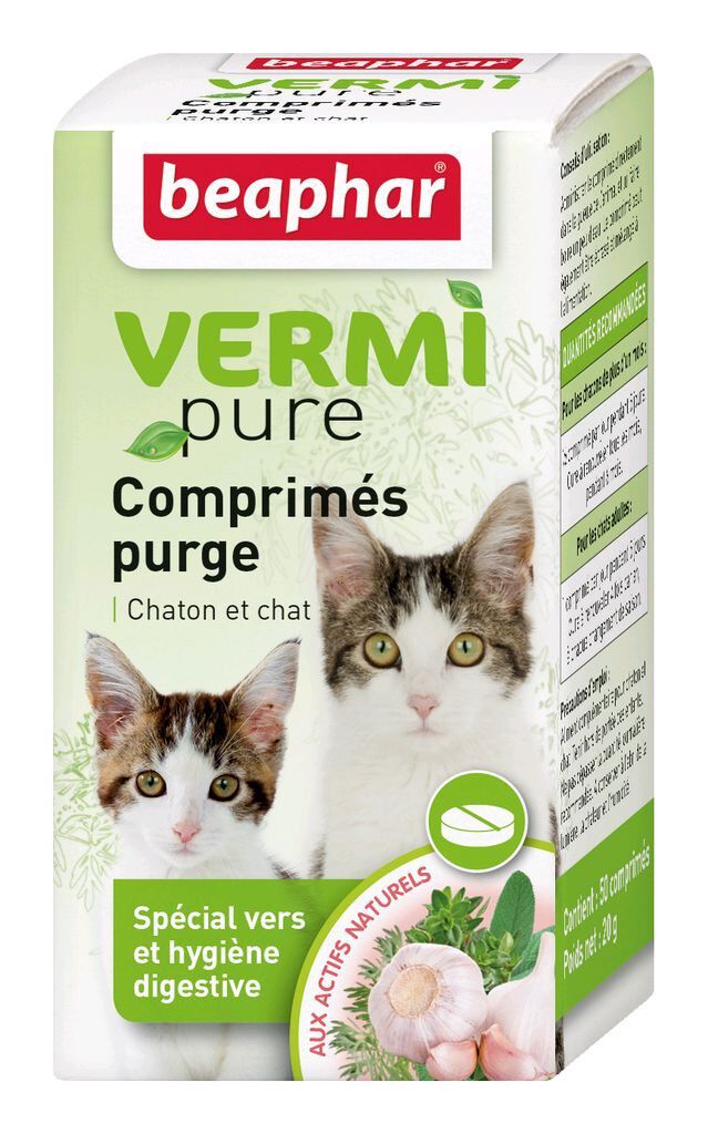 Beaphar - Bo&icirc;te de 50 Comprim&eacute;s Purge aux Plantes de pour chat - 18,5g Image num&eacute;ro 1
