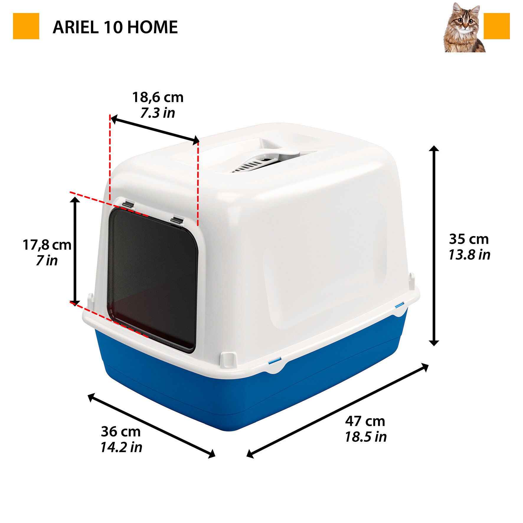 Ferplast - Maison de Toilettes Ariel 10 pour Chats - Bleu Image num&eacute;ro 3