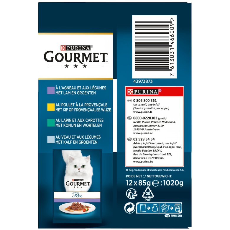 Gourmet - Sachets Perle Les Filettines avec Légumes pour Chat - 12x85g Image numéro 3 Gourmet - Sachets Perle Les Filettines avec Légumes pour Chat - 12x85g Image numéro 3