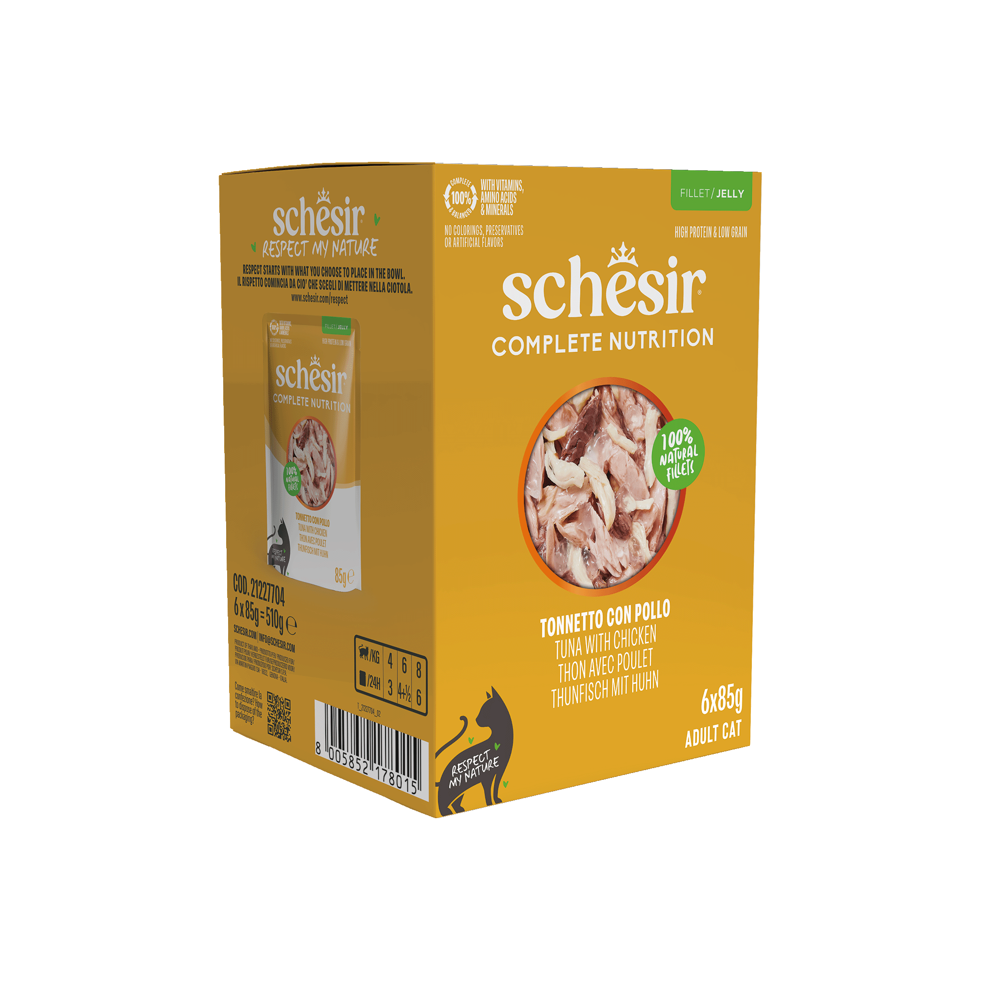 Schesir - Sachets Humides Thon et Poulet en Gel&eacute;e pour Chats - 6x85g Image num&eacute;ro 1