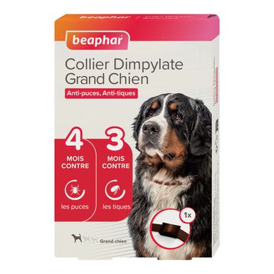 Beaphar - Collier Dimpylate anti-puces et tiques pour grand chien - Marron
