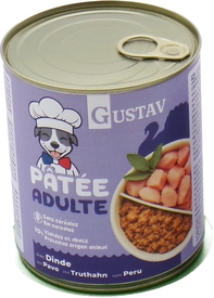 Bubimex - P&acirc;t&eacute;e GUSTAV &agrave; la Dinde pour Chiens Adultes - 800g