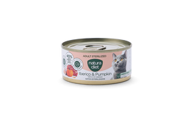 Natura Diet - P&acirc;t&eacute;e Ib&eacute;rique & Citrouille pour Chats Adultes St&eacute;rilis&eacute;s - 85g