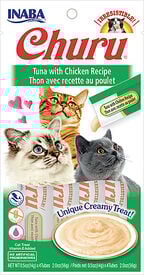 Inaba - Friandises Churu Thon avec Recette au Poulet pour Chats - 4x14g