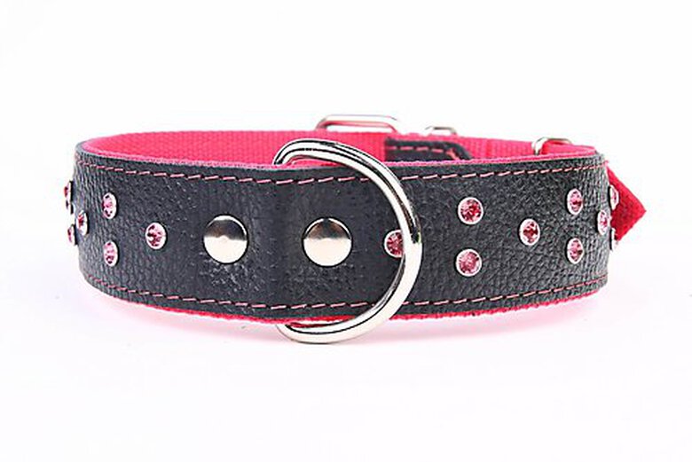 Yogipet - Collier Cuir Large Crystal T55 38/49cm pour Chien - Rose image number null