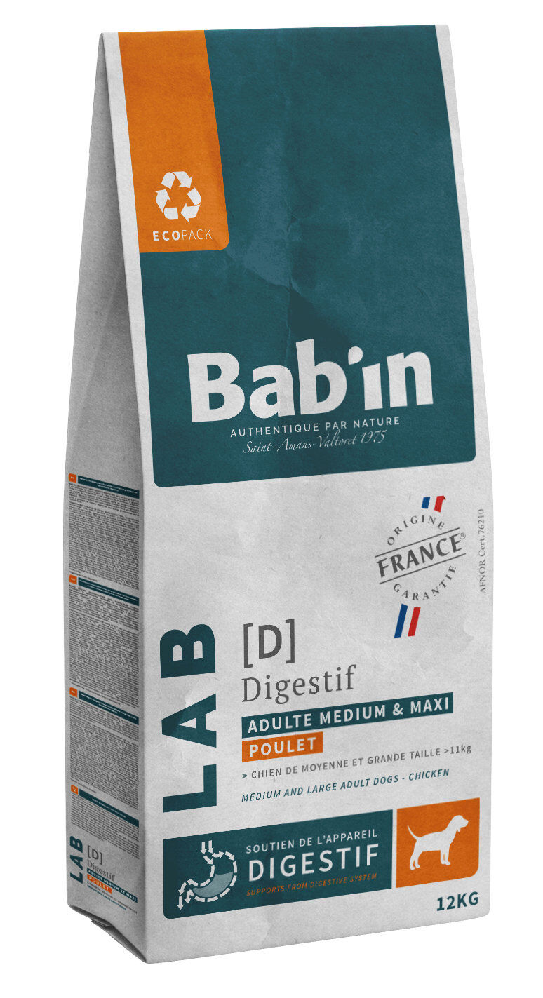 Bab'in - Croquettes V&eacute;t&eacute;rinaires LAB Digestion pour Chiens Medium & Maxi - 12kg Image num&eacute;ro 1