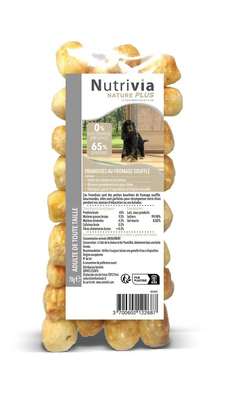 Nutrivia Nature Plus - Friandises au Fromage Soufflé pour Chien - 70g image number null