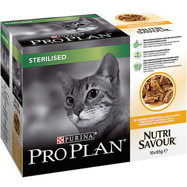Pro Plan - Bouchée en Sauce NutriSavour Sterilised au Poulet pour Chat Stérilisé - 10x85g