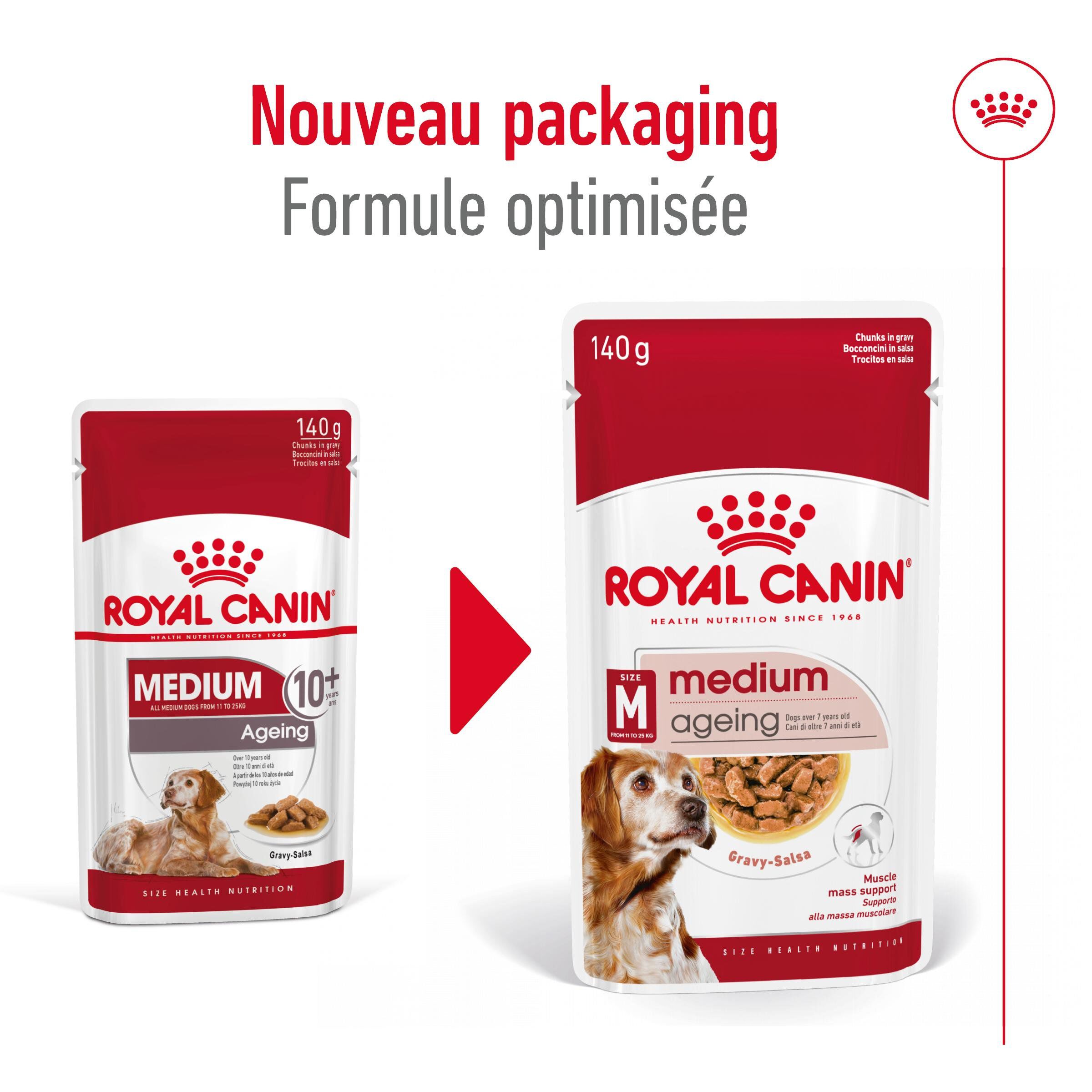 ROYAL CANIN - SACHET FRAICHEUR MEDIUM AGEING 10+ en sauce POUR CHIENS SENIORS - 10x140g Image num&eacute;ro 9