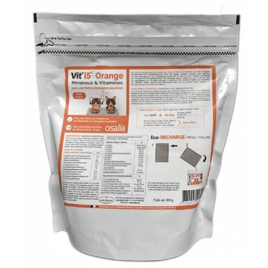 Osalia - Complément Vit'i5 Orange Eco Recharge pour Chiens et Chats < 8ans - 600g