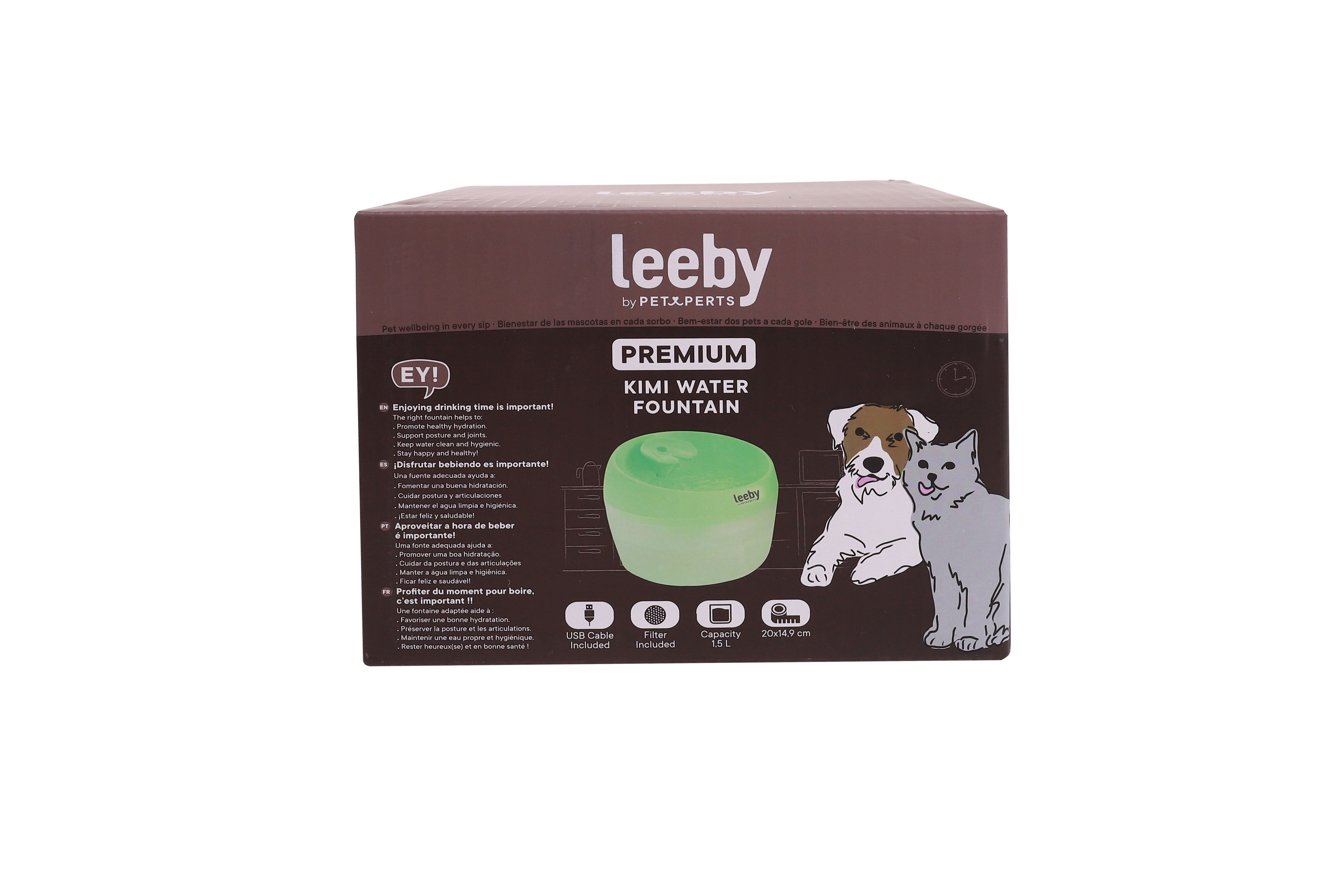 Leeby - Fontaine &agrave; Eau Filtrante KIMI pour Chats - 1,5L Image num&eacute;ro 5