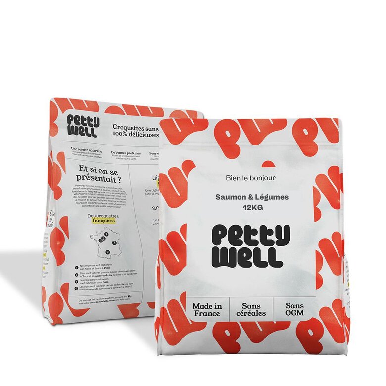 Petty Well - Croquettes Saumon sans Céréales pour grands Chiens - 12kg Image numéro 1 Petty Well - Croquettes Saumon sans Céréales pour grands Chiens - 12kg Image numéro 1