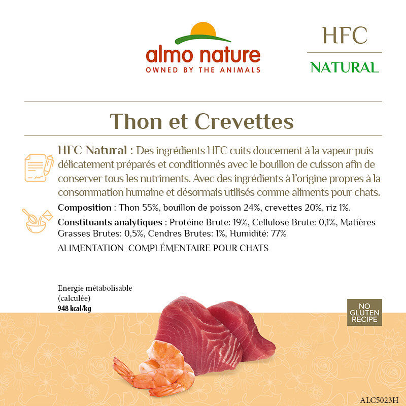 Almo Nature - P&acirc;t&eacute;e en Bo&icirc;te HFC Natural Thon et Crevettes pour Chat - 70g Image num&eacute;ro 3