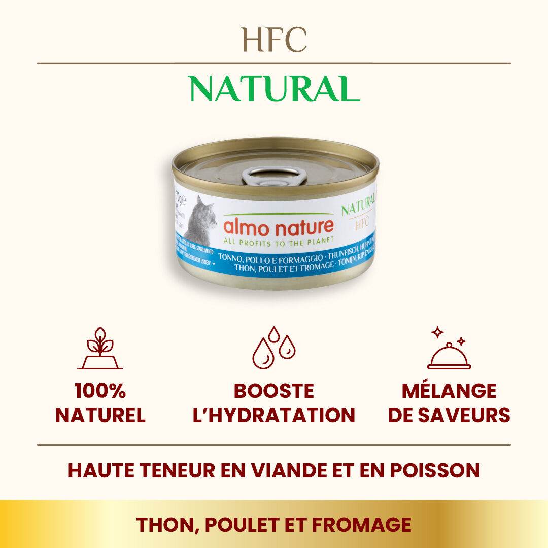 Almo Nature - P&acirc;t&eacute;e en Bo&icirc;te HFC Cuisine Thon avec Fromage pour Chat - 70g Image num&eacute;ro 2