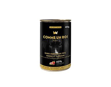 Comme Un Roi - Pâtée à la Dinde Enrichie de Pois Pomme et Sarasin pour Chien - 400g