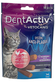 Vetocanis - Sticks Dentactiv au Poisson pour Chats - x10