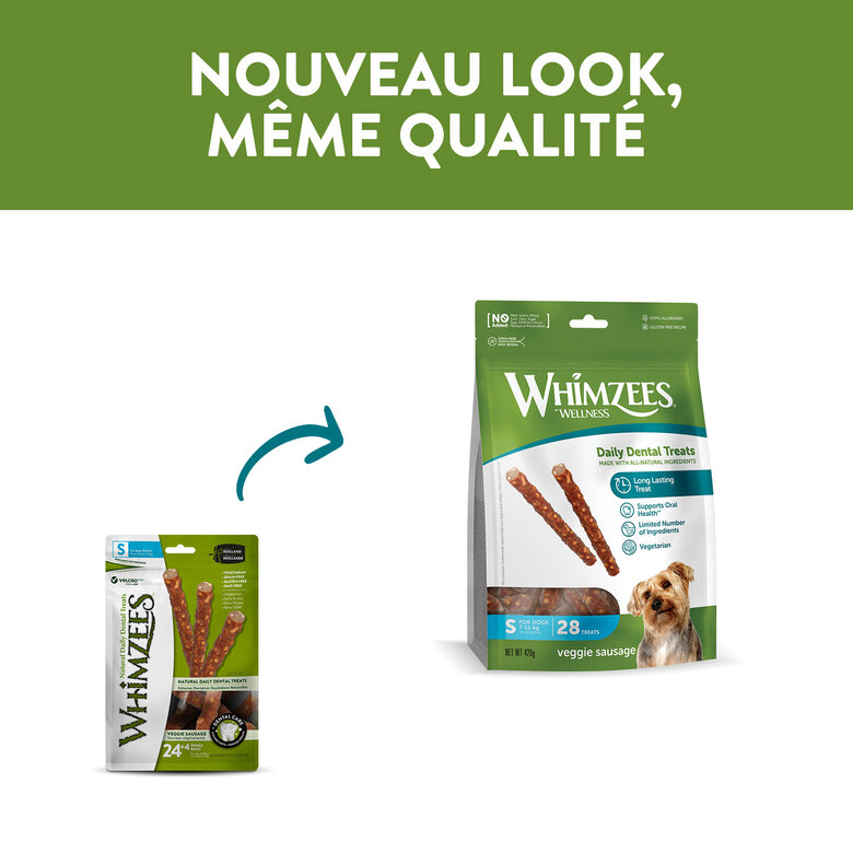 Whimzees - Friandises Saucisse Veggie Dog Treats S pour Chien - x28 Image numéro 3 Whimzees - Friandises Saucisse Veggie Dog Treats S pour Chien - x28 Image numéro 3